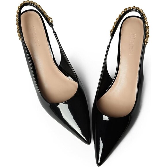 🆕Women Black Stiletto Heels Closed Pointed Toe 4 in Heels Patent Leather Pumps - Picture 1 of 9